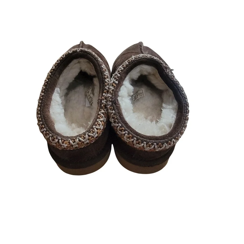UGG Tasman Kids Chocolate Brown Suede Slip On Slippers Shoes 1019066K